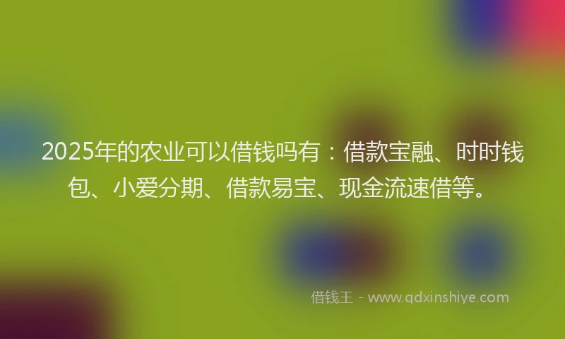 2025年的农业可以借钱吗有：借款宝融、时时钱包、小爱分期、借款易宝、现金流速借等。