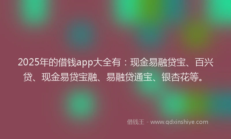 2025年的借钱app大全有：现金易融贷宝、百兴贷、现金易贷宝融、易融贷通宝、银杏花等。