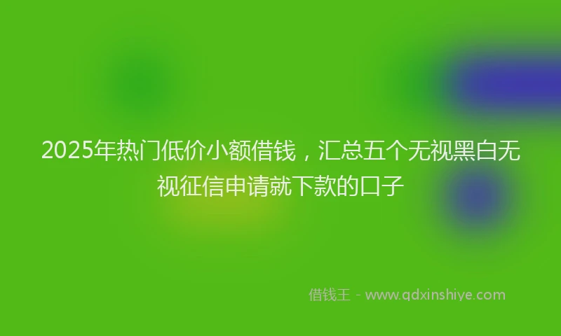 2025年热门低价小额借钱，汇总五个无视黑白无视征信申请就下款的口子