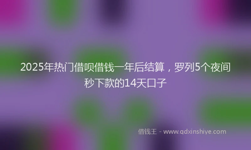 2025年热门借呗借钱一年后结算，罗列5个夜间秒下款的14天口子