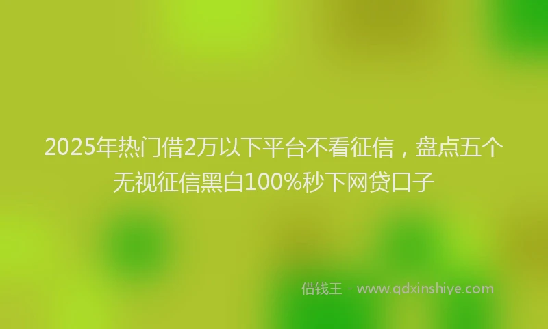 2025年热门借2万以下平台不看征信，盘点五个无视征信黑白100%秒下网贷口子