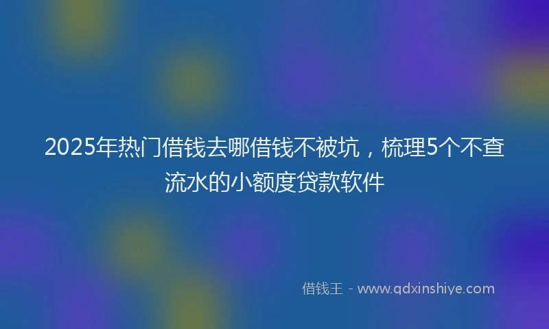 2025年热门借钱去哪借钱不被坑，梳理5个不查流水的小额度贷款软件