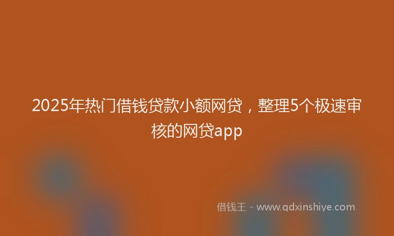 2025年热门借钱贷款小额网贷，整理5个极速审核的网贷app