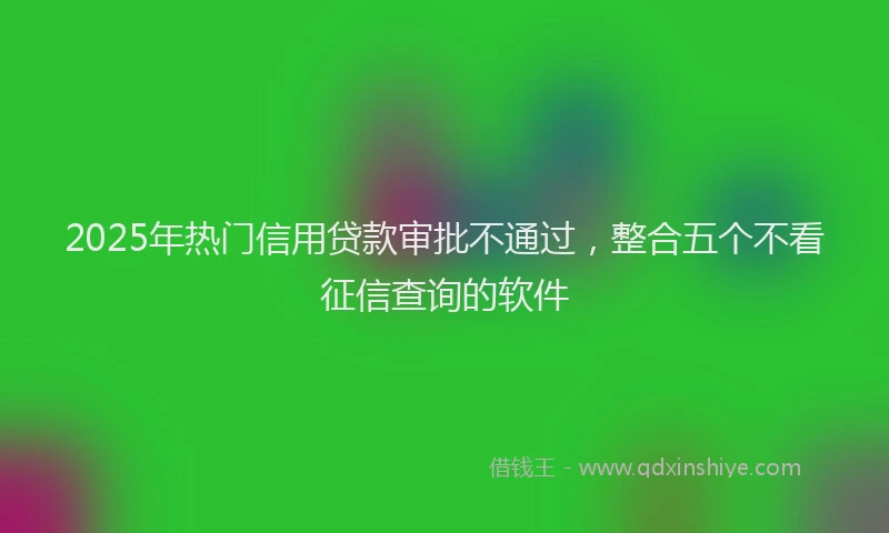 2025年热门信用贷款审批不通过，整合五个不看征信查询的软件