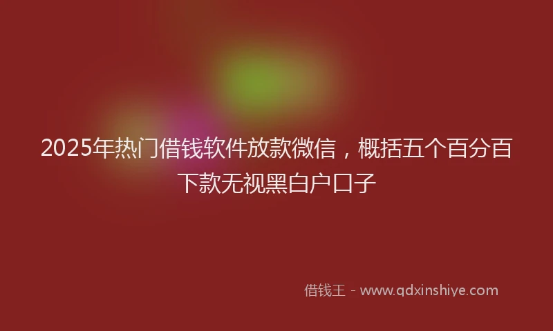 2025年热门借钱软件放款微信，概括五个百分百下款无视黑白户口子