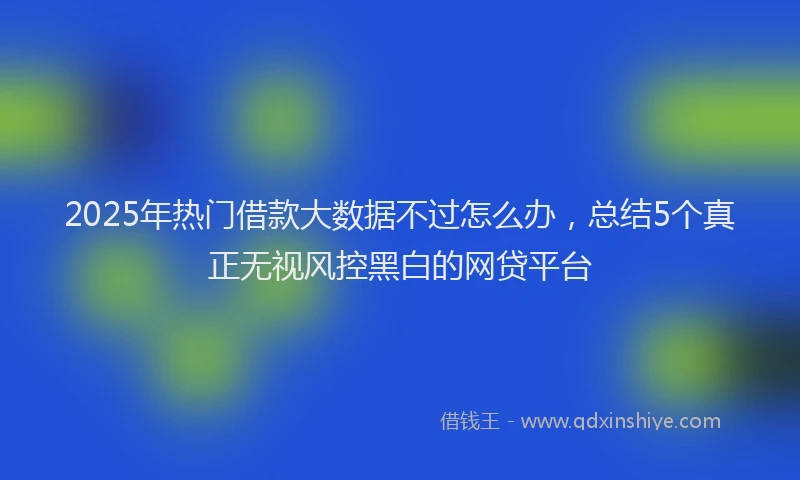 2025年热门借款大数据不过怎么办，总结5个真正无视风控黑白的网贷平台