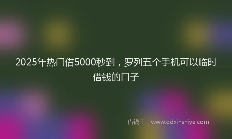 2025年热门借5000秒到，罗列五个手机可以临时借钱的口子