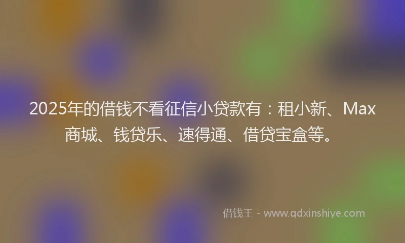 2025年的借钱不看征信小贷款有：租小新、Max商城、钱贷乐、速得通、借贷宝盒等。
