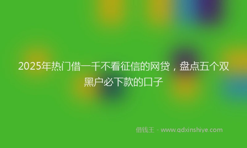 2025年热门借一千不看征信的网贷，盘点五个双黑户必下款的口子