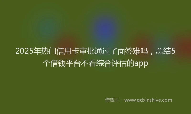 2025年热门信用卡审批通过了面签难吗，总结5个借钱平台不看综合评估的app
