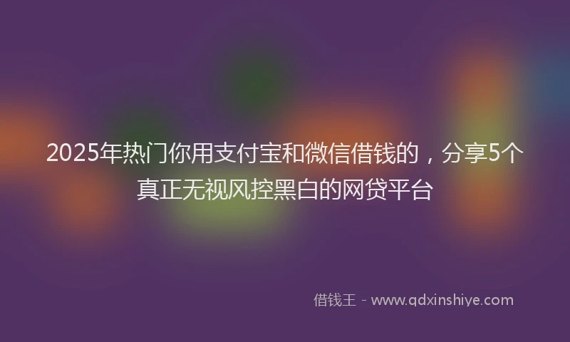 2025年热门你用支付宝和微信借钱的，分享5个真正无视风控黑白的网贷平台
