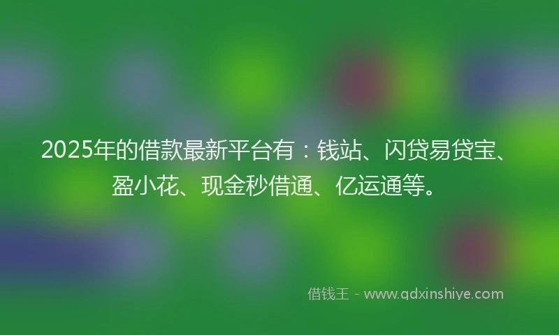 2025年的借款最新平台有：钱站、闪贷易贷宝、盈小花、现金秒借通、亿运通等。