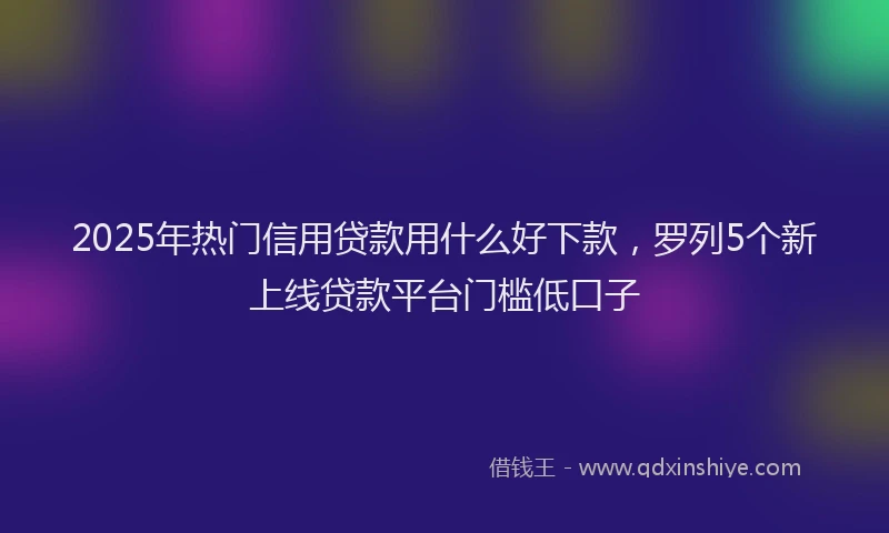 2025年热门信用贷款用什么好下款，罗列5个新上线贷款平台门槛低口子