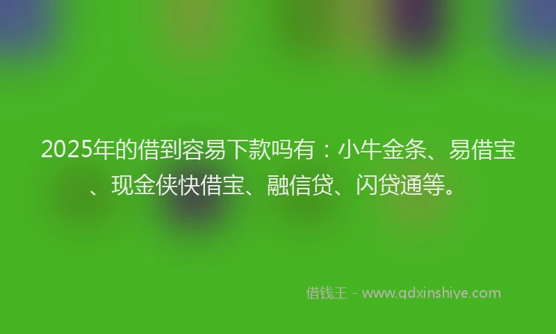 2025年的借到容易下款吗有：小牛金条、易借宝、现金侠快借宝、融信贷、闪贷通等。