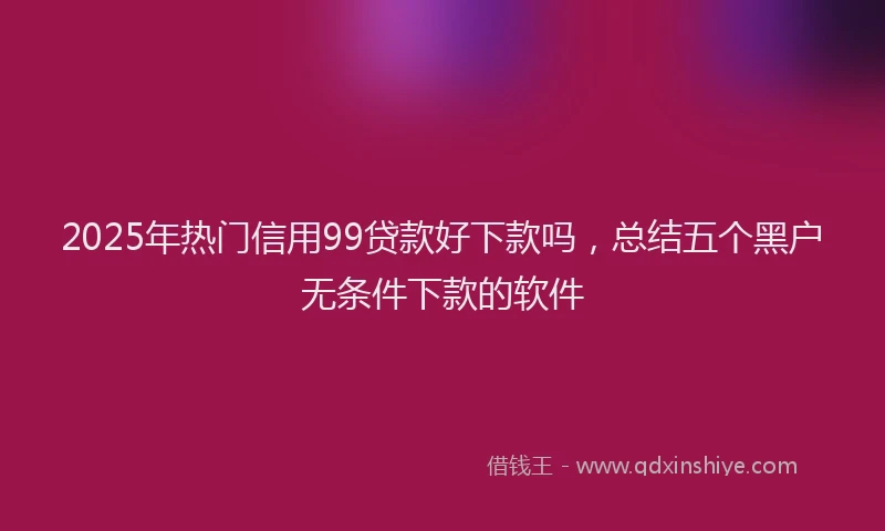 2025年热门信用99贷款好下款吗，总结五个黑户无条件下款的软件
