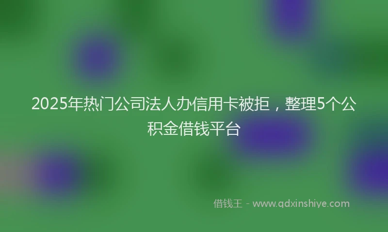 2025年热门公司法人办信用卡被拒，整理5个公积金借钱平台