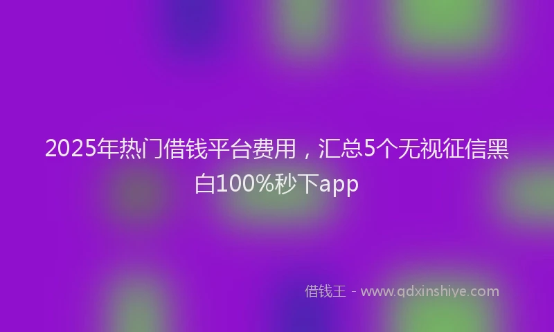 2025年热门借钱平台费用，汇总5个无视征信黑白100%秒下app