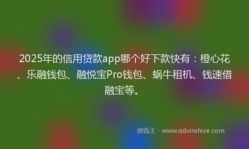 2025年的信用贷款app哪个好下款快有：橙心花、乐融钱包、融悦宝Pro钱包、蜗牛租机、钱速借融宝等。