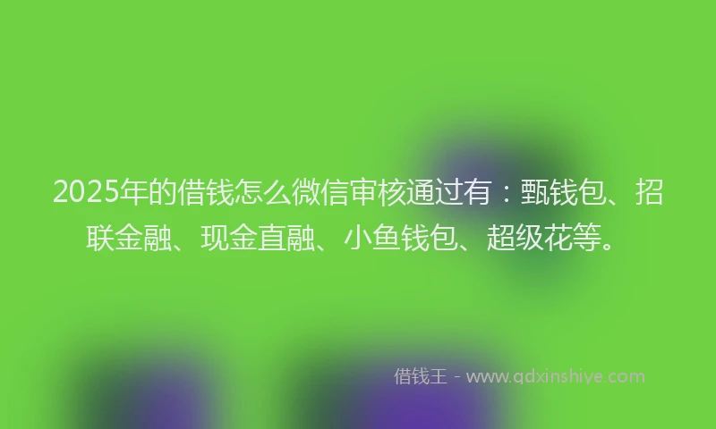 2025年的借钱怎么微信审核通过有：甄钱包、招联金融、现金直融、小鱼钱包、超级花等。