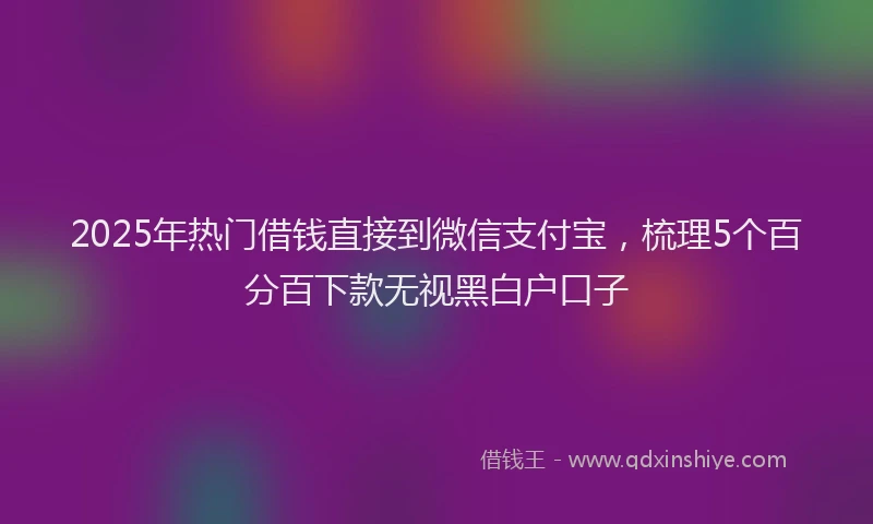 2025年热门借钱直接到微信支付宝，梳理5个百分百下款无视黑白户口子
