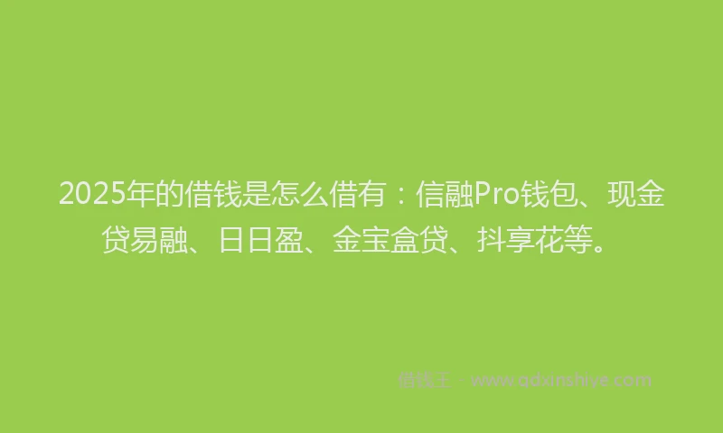 2025年的借钱是怎么借有:信融Pro钱包、现金贷易融、日日盈、金宝盒贷、抖享花等。