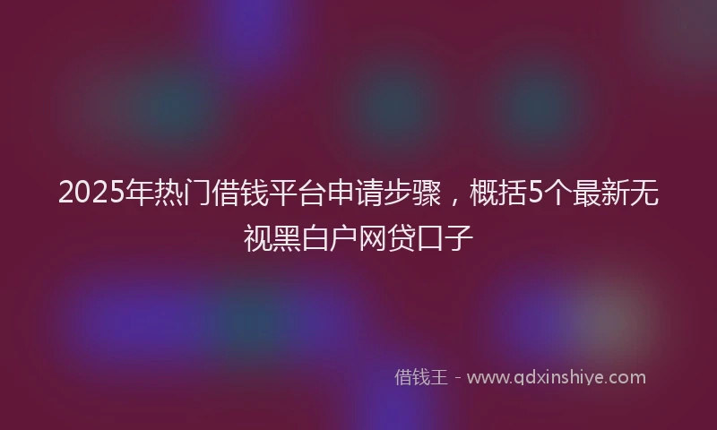 2025年热门借钱平台申请步骤，概括5个最新无视黑白户网贷口子