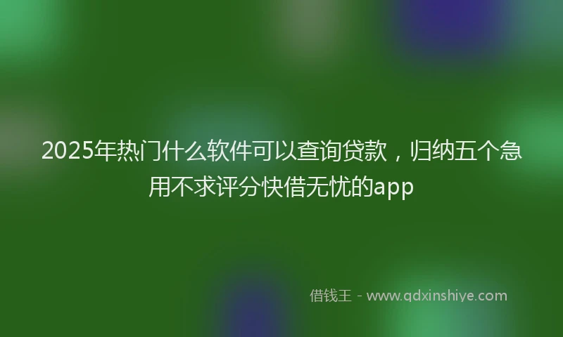 2025年热门什么软件可以查询贷款，归纳五个急用不求评分快借无忧的app
