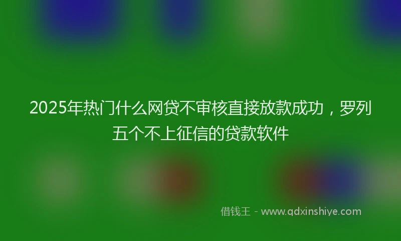 2025年热门什么网贷不审核直接放款成功，罗列五个不上征信的贷款软件