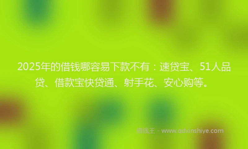 2025年的借钱哪容易下款不有：速贷宝、51人品贷、借款宝快贷通、射手花、安心购等。