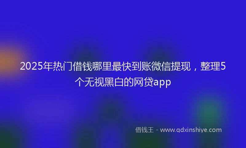 2025年热门借钱哪里最快到账微信提现，整理5个无视黑白的网贷app