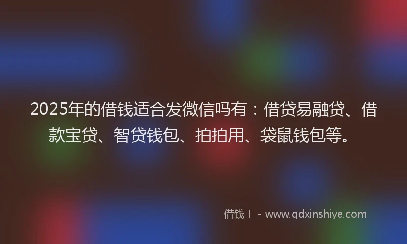 2025年的借钱适合发微信吗有：借贷易融贷、借款宝贷、智贷钱包、拍拍用、袋鼠钱包等。