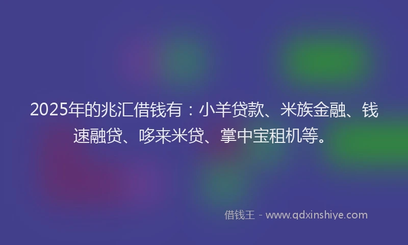 2025年的兆汇借钱有：小羊贷款、米族金融、钱速融贷、哆来米贷、掌中宝租机等。