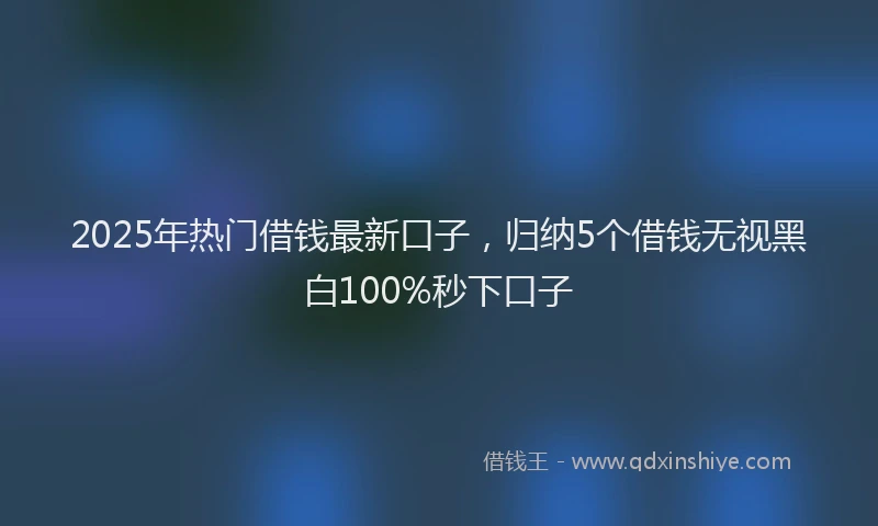 2025年热门借钱最新口子，归纳5个借钱无视黑白100%秒下口子