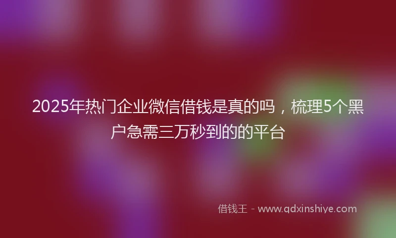 2025年热门企业微信借钱是真的吗，梳理5个黑户急需三万秒到的的平台