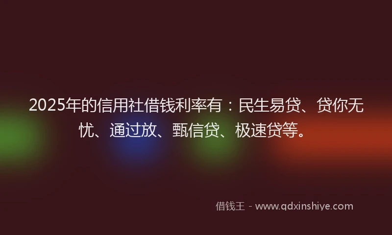 2025年的信用社借钱利率有：民生易贷、贷你无忧、通过放、甄信贷、极速贷等。