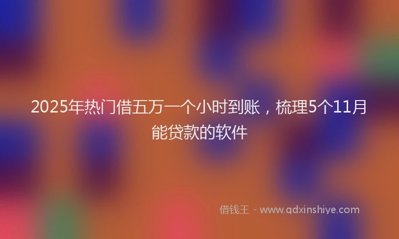2025年热门借五万一个小时到账，梳理5个11月能贷款的软件