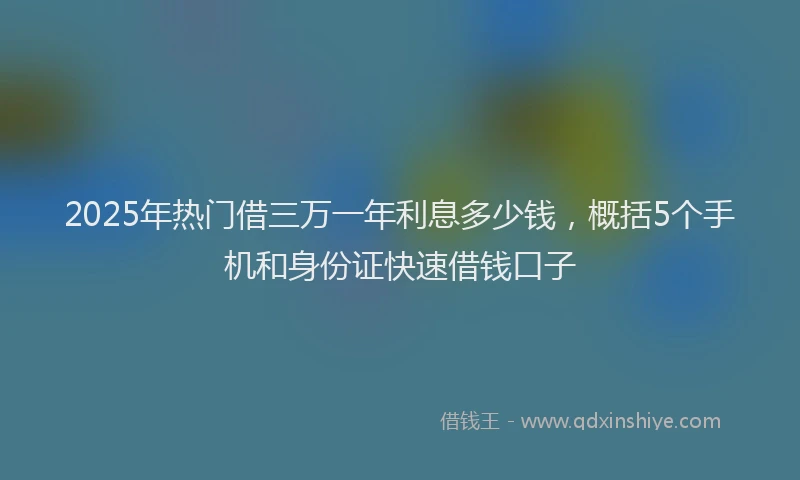 2025年热门借三万一年利息多少钱，概括5个手机和身份证快速借钱口子