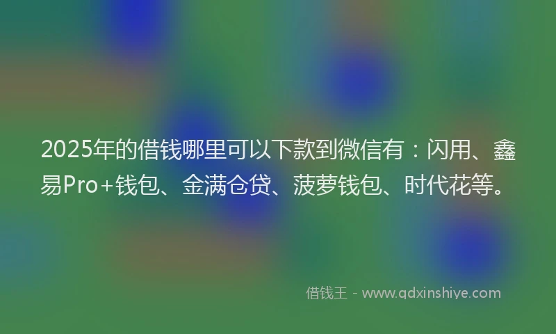 2025年的借钱哪里可以下款到微信有：闪用、鑫易Pro+钱包、金满仓贷、菠萝钱包、时代花等。