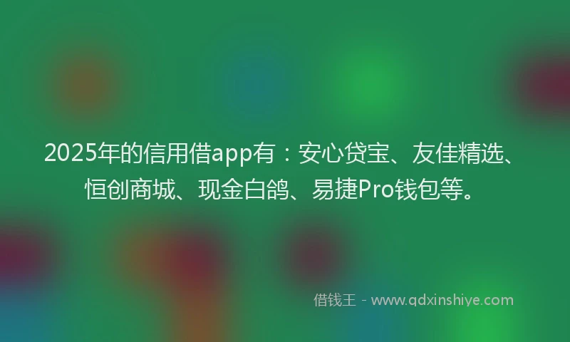 2025年的信用借app有：安心贷宝、友佳精选、恒创商城、现金白鸽、易捷Pro钱包等。