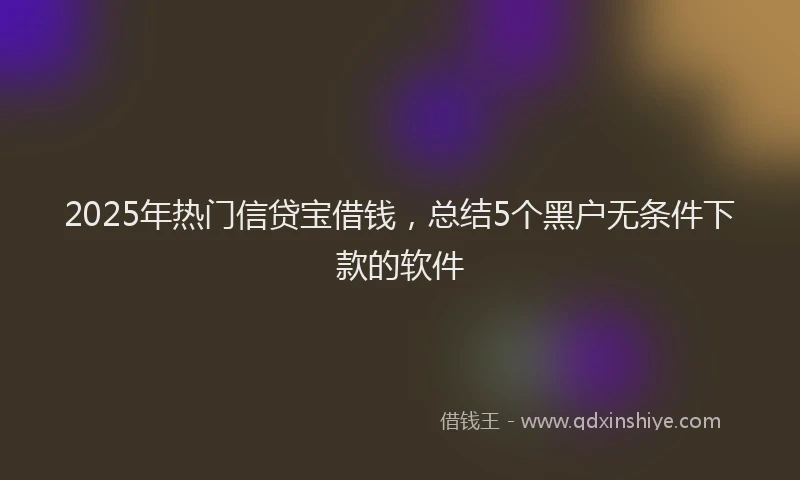 2025年热门信贷宝借钱，总结5个黑户无条件下款的软件