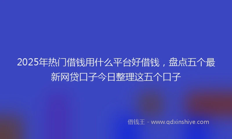2025年热门借钱用什么平台好借钱，盘点五个最新网贷口子今日整理这五个口子