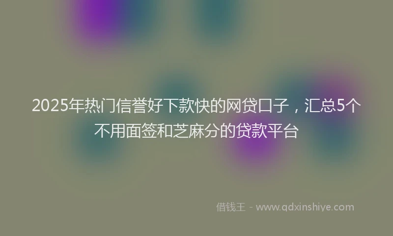 2025年热门信誉好下款快的网贷口子，汇总5个不用面签和芝麻分的贷款平台