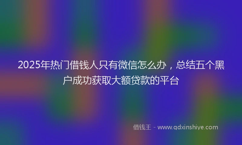 2025年热门借钱人只有微信怎么办，总结五个黑户成功获取大额贷款的平台