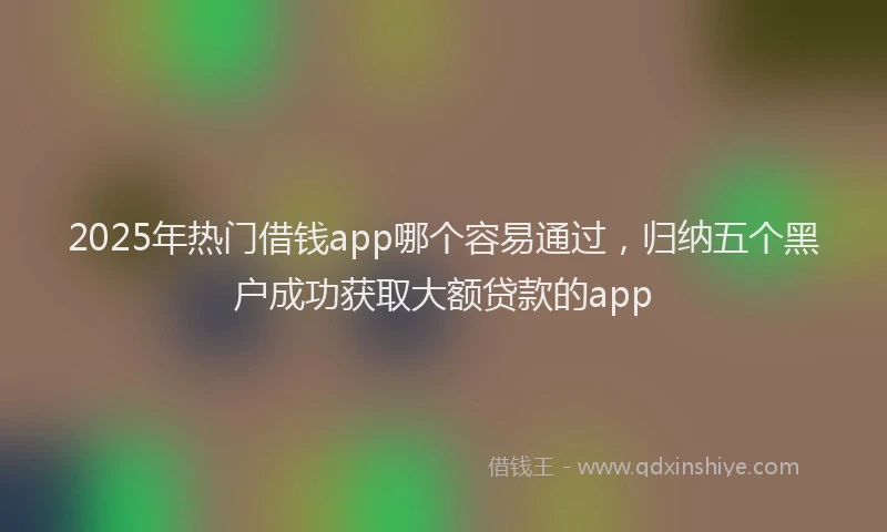 2025年热门借钱app哪个容易通过，归纳五个黑户成功获取大额贷款的app