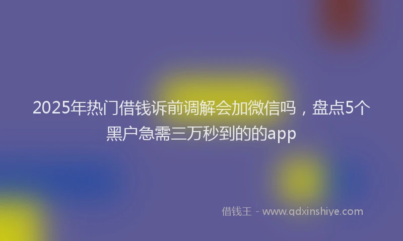 2025年热门借钱诉前调解会加微信吗，盘点5个黑户急需三万秒到的的app