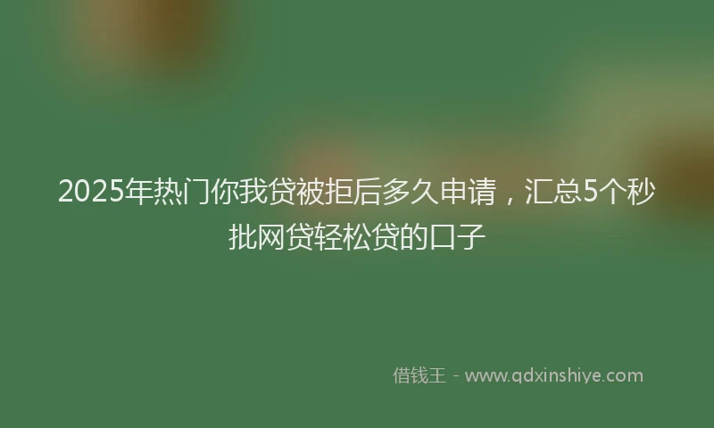 2025年热门你我贷被拒后多久申请，汇总5个秒批网贷轻松贷的口子
