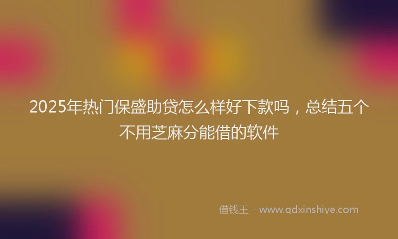 2025年热门保盛助贷怎么样好下款吗，总结五个不用芝麻分能借的软件