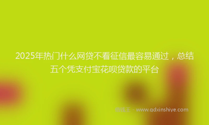 2025年热门什么网贷不看征信最容易通过，总结五个凭支付宝花呗贷款的平台