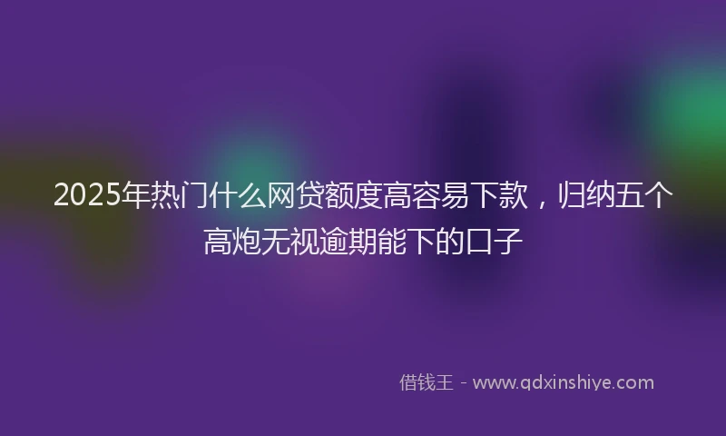 2025年热门什么网贷额度高容易下款，归纳五个高炮无视逾期能下的口子