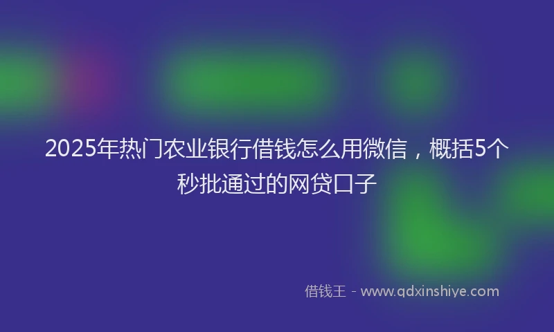 2025年热门农业银行借钱怎么用微信，概括5个秒批通过的网贷口子